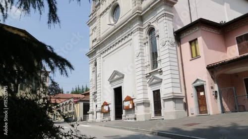 in italy castronno varese  ancient   religion  building    for catholic and clock tower. photo