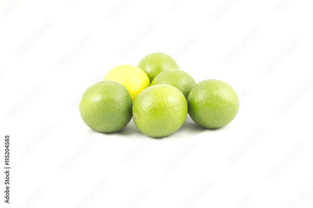 Fresh limes Isolated on white background Fresh limes Isolated on white background