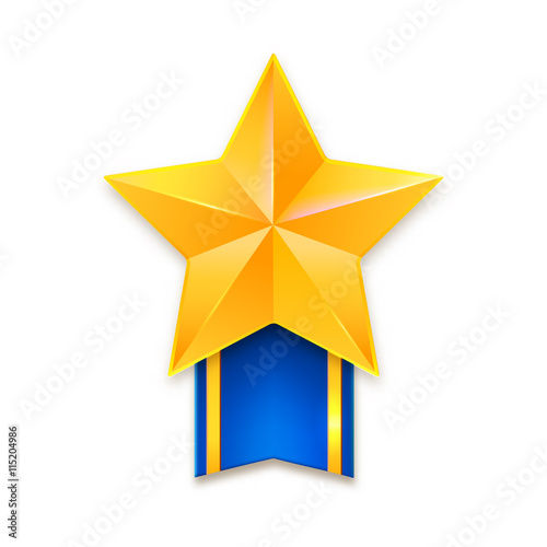 Golden star with ribbon