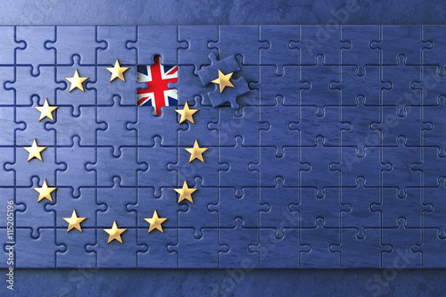 Brexit concept. Puzzle with EU European Union flag  without Grea photo