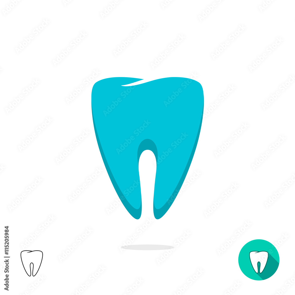 Tooth logo vector symbol, flat outline linear tooth sign, tooth sketch, teeth modern design isolated on white background Tooth logo vector symbol, flat outline linear tooth sign, tooth sketch, teeth modern design isolated on white background