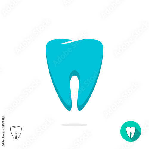 Tooth logo vector symbol, flat outline linear tooth sign, tooth sketch, teeth modern design isolated on white background
