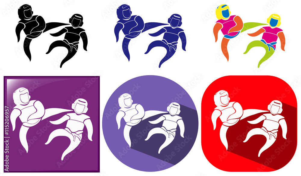 Taekwondo icon in three design