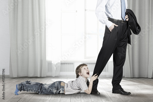 Please stay home daddy . Mixed media