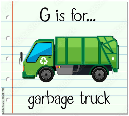 Flashcard letter G is for garbage truck