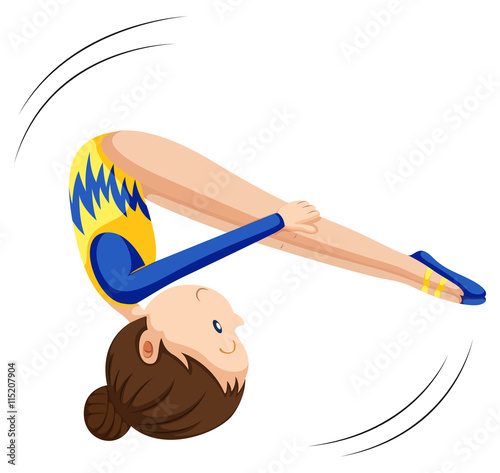 Woman in gymnastics suit flipping