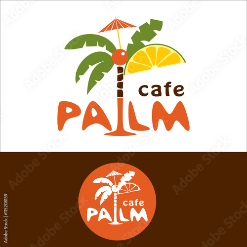 Palma. Cocktail. Vector sign logo. Restaurant, cafe, club.