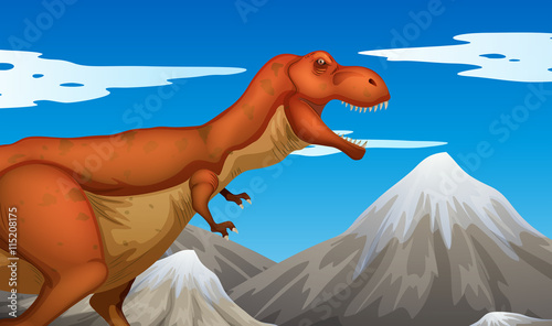 Wild dinosaur walking on the ground