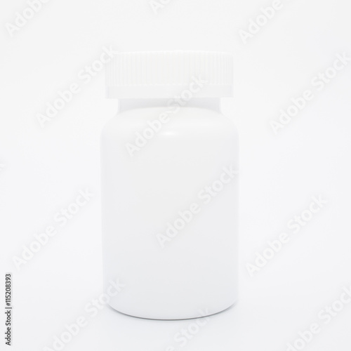 White medical container on white background