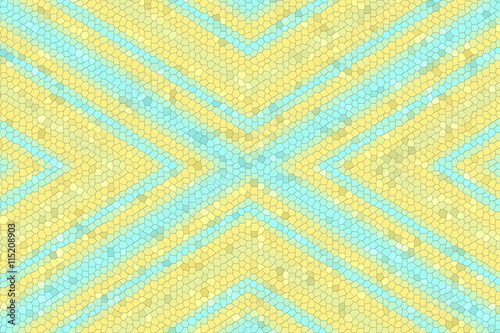 Illustration of a yellow and blue mosaic cross