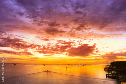 Sunrise on the beach with beautiful sky