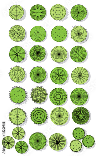 set of treetop symbols, for architectural or landscape design. treetop icon set.water color tree top.vector