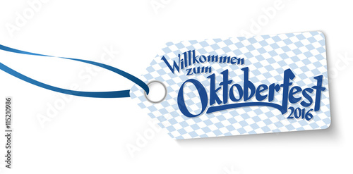 hangtag with text Willkommen zum Oktoberfest 2016