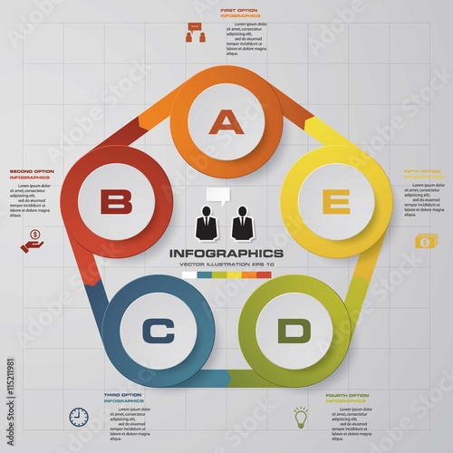5 steps diagram for your design.Design clean template/graphic or website layout.