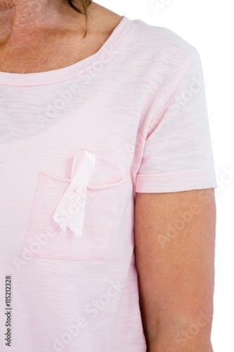 Midsection of woman wearing anti-violence ribbon