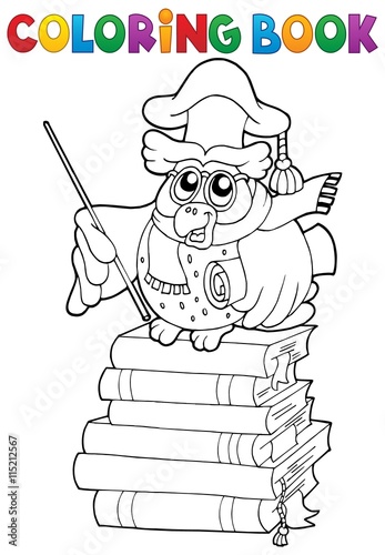 Coloring book owl teacher theme 2