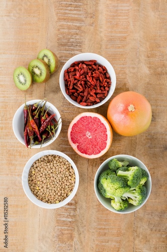 Fototapeta Naklejka Na Ścianę i Meble -  Overhead view of fruits and vegetable