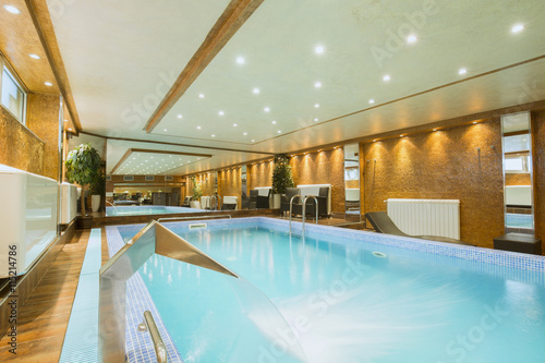 Indoors swimming pool in luxury hotel