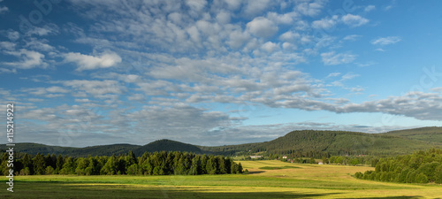 View on Sumava mountain on summer cloudy day in the in Sumava, South Bohemia.