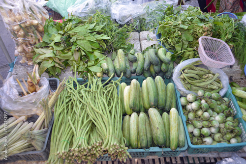 Fototapeta Naklejka Na Ścianę i Meble -  fresh fruit and vegetables at takua pa market Thailand