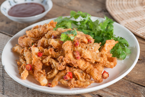 Squid fried in plate.