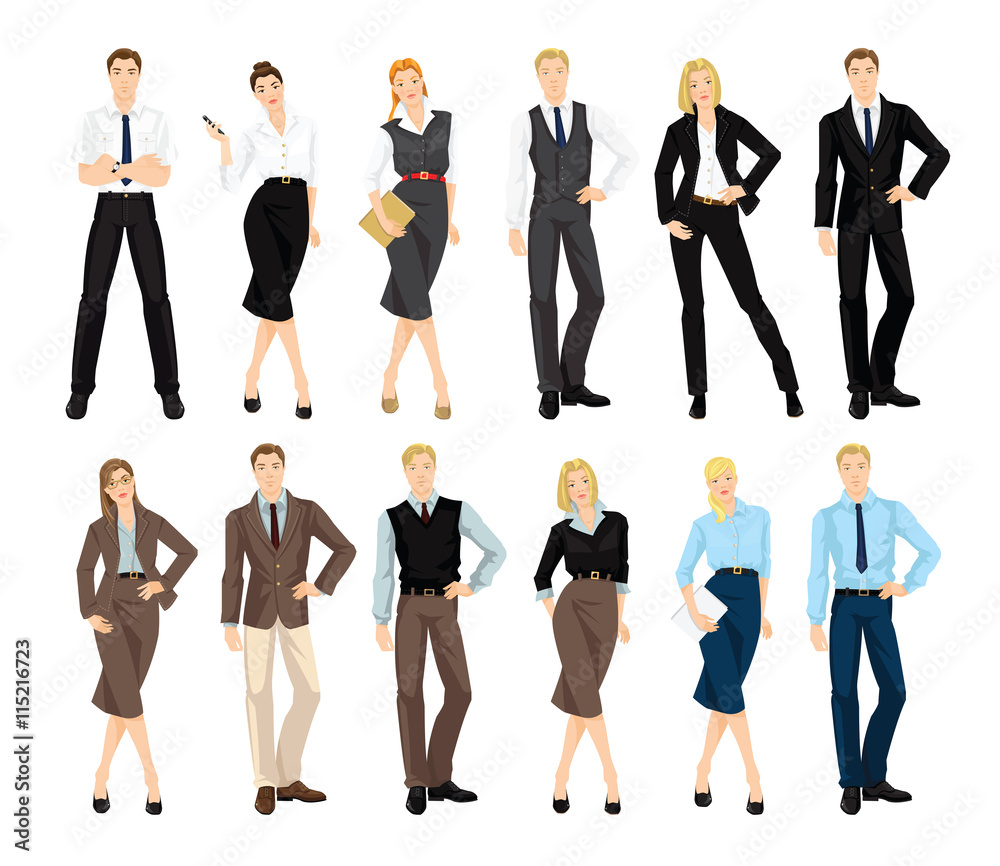 Group of people in formal clothes isolated on white background. Group of people in formal clothes isolated on white background.