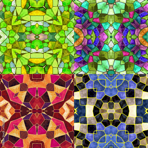 
Abstract kaleidoscopic background of stained glass mosaic for four seasons