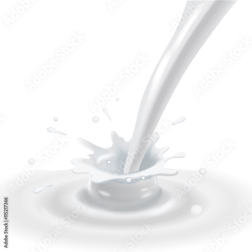 vector splash with pouring milk - illustration on white background