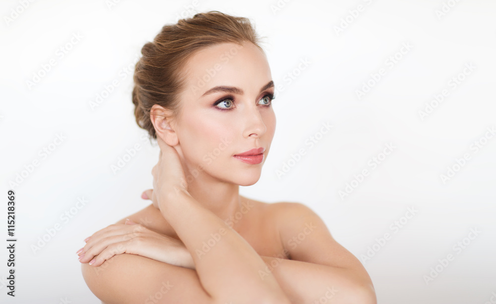 beautiful young woman face and hands beautiful young woman face and hands