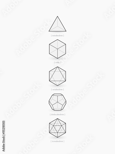Platonic solids, line design, vector illustration EPS 10 photo