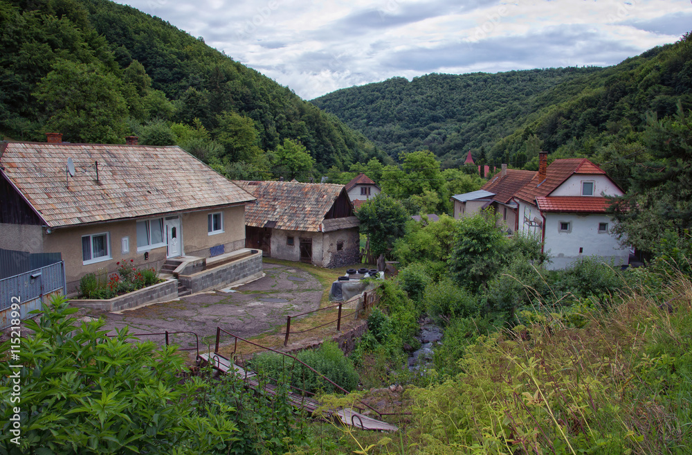 Small Slovakia Village in Forest Valley