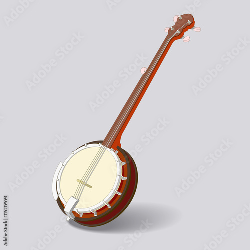 isometric vector banjo on gray background.