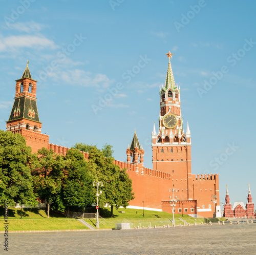 Spasskaya Tower of the Moscow Kremlin on Red Square. Russia.