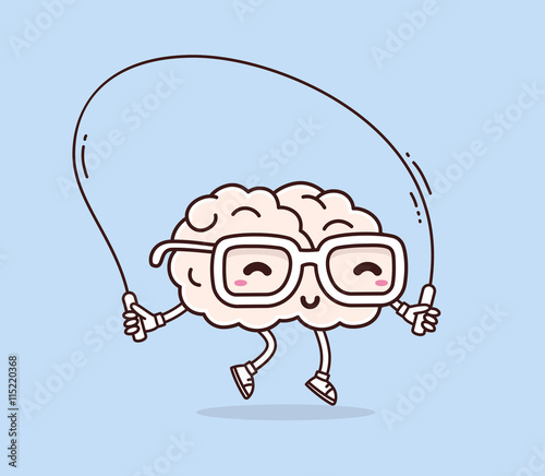 Vector illustration of retro pastel color smile pink brain with