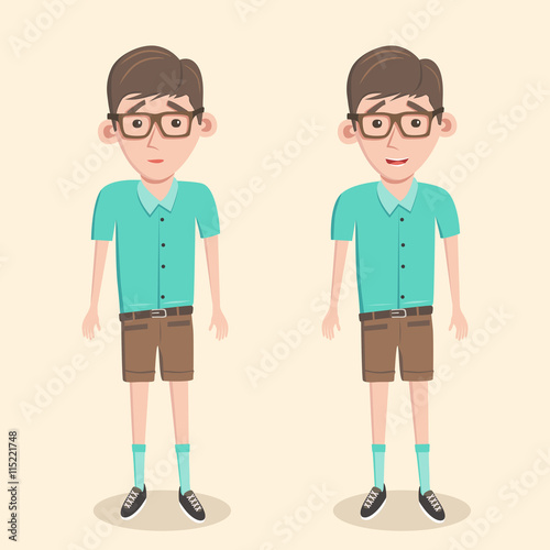 Cartoon illustration of a nerd boy