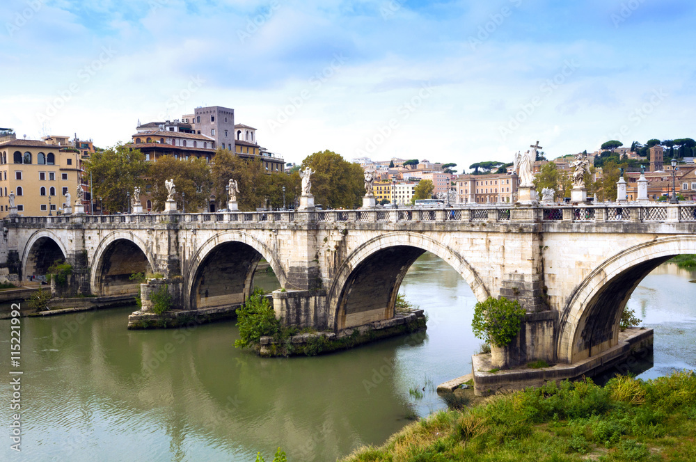 Ponte Sant'Angelo, Tiber River, Rome, Lazio Ponte Sant'Angelo, Tiber River, Rome, Lazio