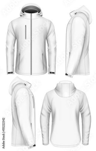 Men hooded softshell jacket design template photo