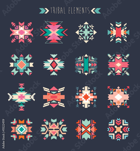 Tribal elements set. A collection of geometric ethnic elements.