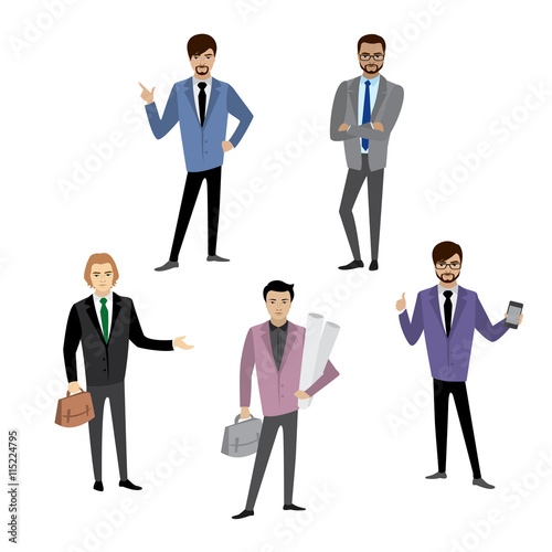 Set of businessman in different poses