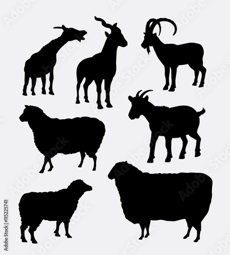 Goat and sheep farm animal silhouette. Good use for symbol  logo  web icon  sticker design  sign  mascot  or any design you want.