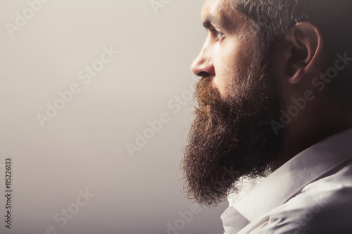 bearded man in profile