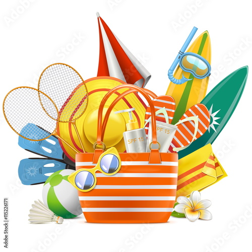 Vector Beach Accessories with Bag