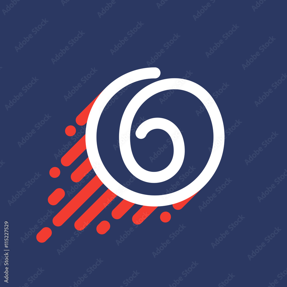 Number six logo in circle with speed line. Number six logo in circle with speed line.