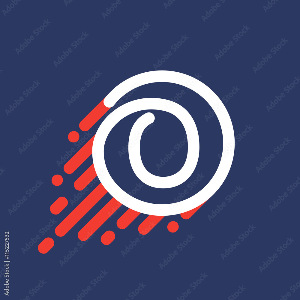 Number zero logo in circle with speed line. Number zero logo in circle with speed line.