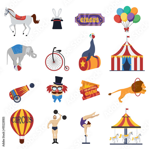 Circus Decorative Icons Set