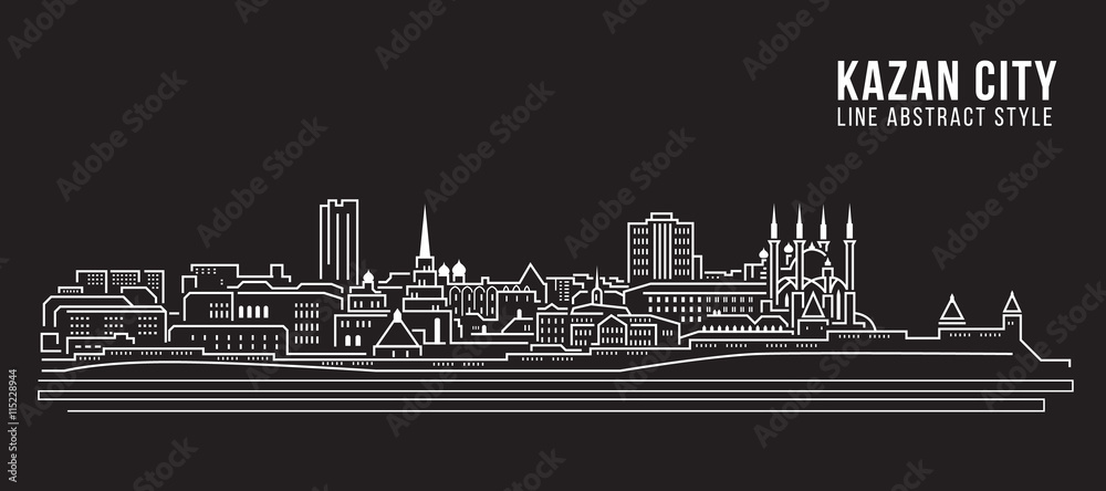 Fototapeta Cityscape Building Line art Vector Illustration design - Kazan city