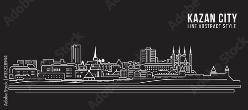 Cityscape Building Line art Vector Illustration design - Kazan city