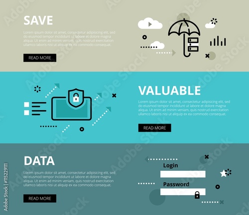 Save Valuable Data. Web banners vector set