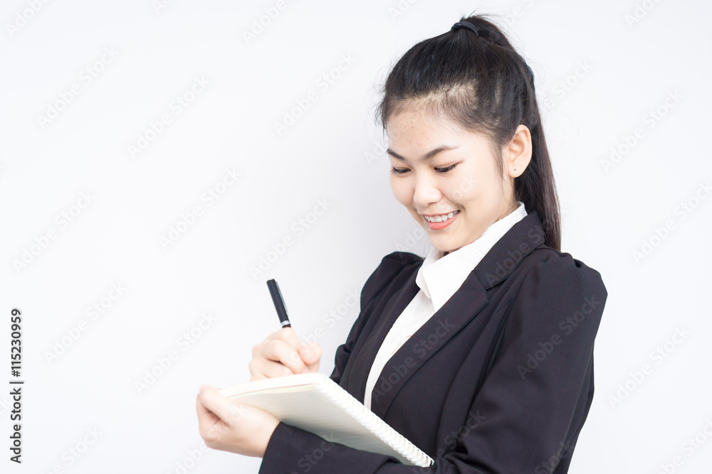 Asian smiling youth business woman with a book Asian smiling youth business woman with a book