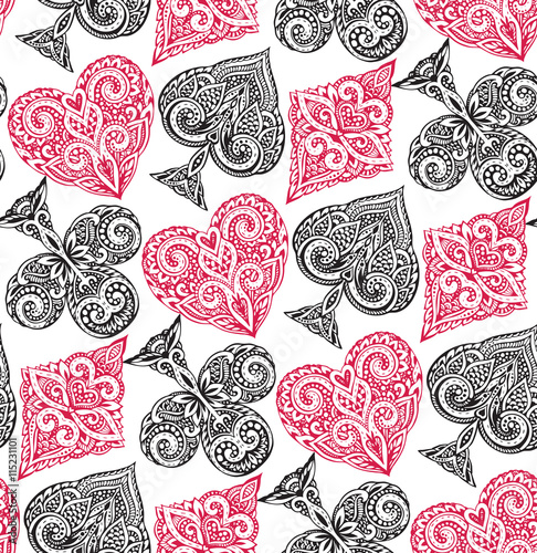 Seamless pattern with playing card suits